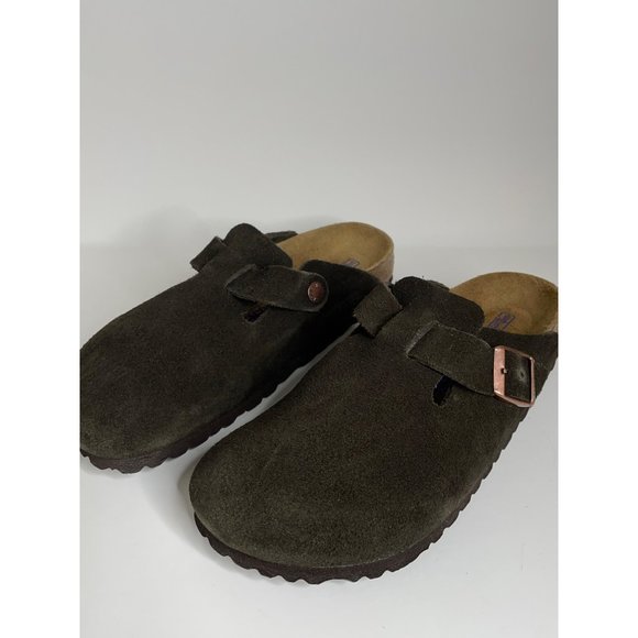 Birkenstock Boston Brown Soft Footbed Clog Suede Leather Size 38 US 7 Narrow NEW - Picture 2 of 7